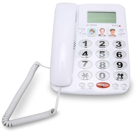 Schnurgebundenes Telefon, Festnetztelefon mit Großen Tasten für Senioren, One-Touch- für Sehbehinderte Kinder, Senioren, Dual-Port-Nebenstellentelefon für Home Hotel Office,