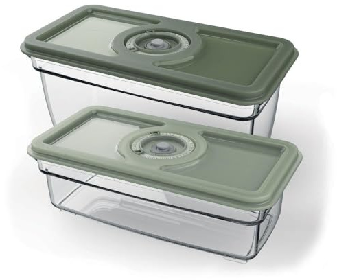 Electrolux Behållare För Vakuumförpackning, Säker Förvaring Av Mat, Modell EVFB1, BPA-fri, Starkt Vakuum & Lufttäta Behållare Bevarar Mat & Näring Längre, Frys- & Diskmaskinssäkra, 2-pack