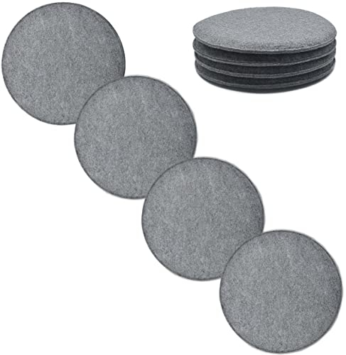 Stephans Möbelbörse 4X Filz Sitzkissen Gepolstert - Sitzauflage Stuhlkissen Sitzpolster Stuhlpolster Filzkissen - Gemütliche Gartenkissen und Bierbankauflagen Dunkelgrau - Rund Durchmesser 35cm