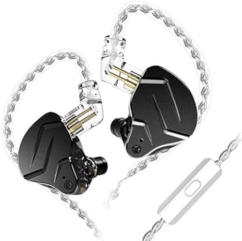 KZ ZSN PRO X in-Ear Earbud Headphones with Mic Dual Driver 1BA+1DD Hybrid Wired Earbuds Earphones Compatible with Android, iPhone, iPad, Laptops, MP3 and Most 3.5mm Interface (Black with Mic)