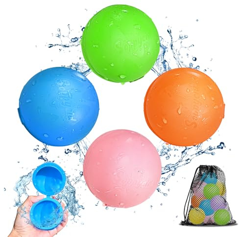 Palloncini D'acqua Riutilizzabili, 4 pezzi Bombe Acqua Magnetiche Ricaricabili, Facile da Riempire e Autosigillante per Estivi Piscina Spiaggia Giardino Palloncini Gioco per Bambini e adulti