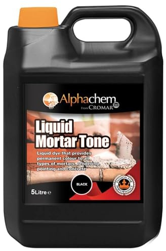 CROMAR AlphaChem Liquid Mortar Tone | Iron Oxide Based Liquid Dye for Permanent Color in Mortar – Rendering – Pointing & Concrete | Black – 5KG