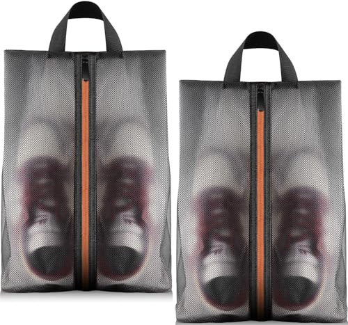 Aofmee 2 Stück Schuhbeutel Reise, Wasserfeste TPU-Mesh Schuhtasche mit Reißverschluss und Griff, Staubdichte Aufbewahrungstasche für Schuhe, Organizer-Schuhbeutel für Männer und Frauen (16in x 9in)