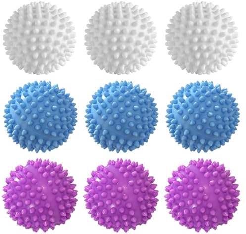 9 Pack Drying Balls for Tumble Dryer, Blue, White and Purple Laundry Balls for Washing Machine, Efficient Tumble Dryer Balls, Dryer Balls for Laundry for Home Laundry and Dry Cleaning