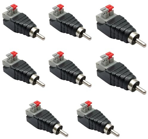 EUZUXU 8 Stücke Cinch Adapter, RCA Stecker Adapter Terminalblock, Lötbarer Cinch Stecker, Lautsprecher Stecker, RCA Cinch zu Lautsprecher Kabeladapter