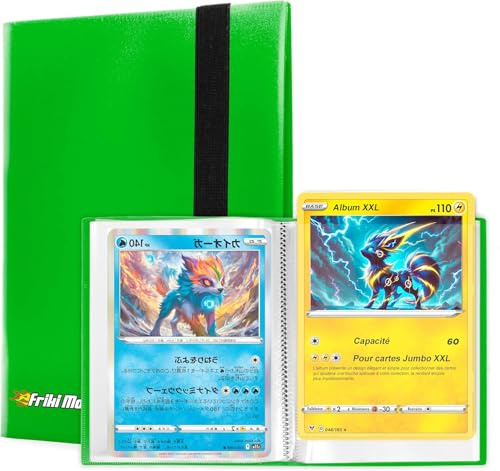 XXL Jumbo samlaralbum för samlarkort – kapacitet för 60 äkta GX Promo-kort, VMAX, V eller EX, 30 sidor för jumbokort, album med fickor, storlek 21 x 14,5 cm (grön)