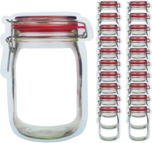 SustinaFlexPack Mason Jar Design Food Storage Bags, Resealable, Red Seal, Pack of 25