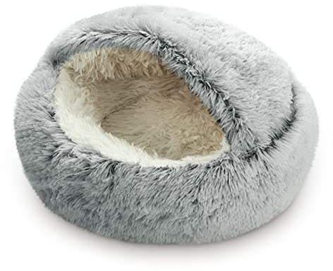 Cat Beds for Indoor Cats, Kitten Hooded Beds, Small Cat Cave Dog Bed, Non-Slip, Warming Fluffy Nest Bed Pod for Pets