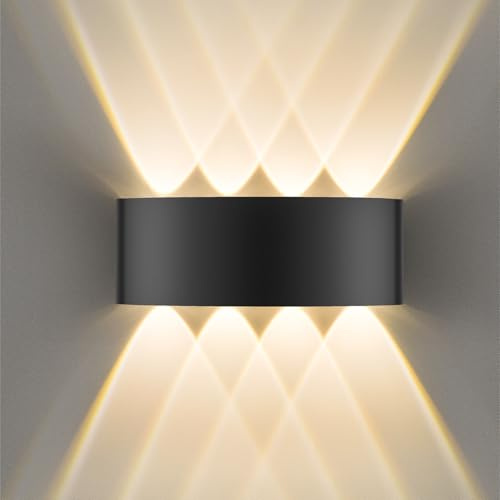 GOOSKI LED Wandleuchte Innen IP65, 8W Wandlampe Up Down mit 8 Lichtquellen, 3000K Warmweiß Außenwandleuchte aus Aluminium, LED Wandbeleuchtung für Wohnzimmer Schlafzimmer Treppenhaus Flur