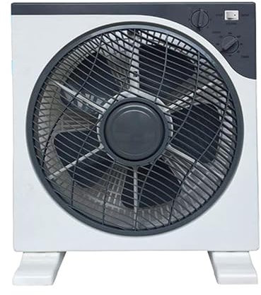 DISPAU PRESENTA VENTILADOR CUADRADO BOX FAN 12, CLASE PREMIUM, Rejilla de protección - Temporizador, 5 Aspas, Motor Potente- Para oficina sala de estar dormitorio