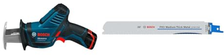 Bosch Professional 12V System Cordless Reciprocating Saw GSA 12V-14 + 2X PRO Medium-Thick Metal S1137BEF Precise Reciprocating Saw Blade (Metal Pipes & Profiles, Non-Ferrous Metals, 225 mm)