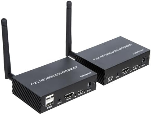 Extendeur KVM sans fil HDMI 200M, kit émetteur-récepteur vidéo et audio HDMI 1080p 60 Hz pour USB, DVD, STB, DTV, HDTV, clavier et souris. Prise en charge du retour infrarouge