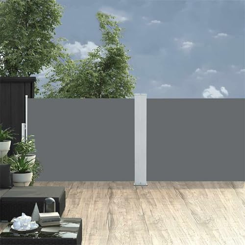 Vopese Toldo lateral para jardín, 100 x 1000 cm, antracita, automático, con revestimiento de poliuretano, resistente a los rayos UV, para terraza/balcón Model48474
