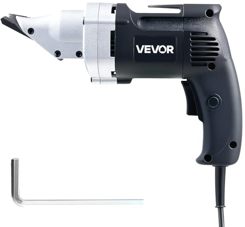 VEVOR Tijeras Eléctricas para Chapa Metálica, con Cable de 4.0 A, Cabezal Giratorio de 360°, Velocidad Variable, Corte Continuo y Limpio para Acero Galvanizado 1,22 mm y Acero Inoxidable 1 mm