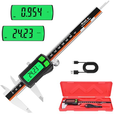 Calibre Digital Recargable Pantalla TáCtil,Calibrador Digital ElectróNico de PrecisióN 150mm/6pulgadas,Pie De Rey Digital De Apagado AutomáTico,Pie de Rey ElectróNico con Pantalla LCD