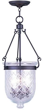 Livex Lighting 5074-07 Traditional Three Light Chain Hang from Jefferson Collection in Bronze/Dark Finish