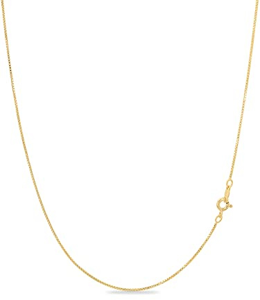 KEZEF 18k Oro Sobre Plata de Ley 1mm Collar de Cadena de Caja, 18K Collar Chapado en Oro para mujeres y hombres, 30 pulgadas
