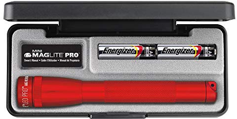 Mag-Lite LED Mini Pro Taschenlampe mit 226 Lumen inklusive 2 Mignon-Batterien im Etui, rot SP2P037