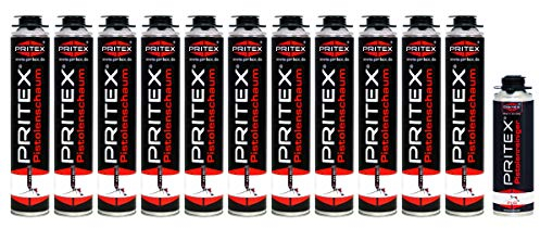 Bauschaum Set 11 x 750ml Pistolenschaum inkl. Pistolenreiniger 500ml PU Schaum Montageschaum Isolierschaum