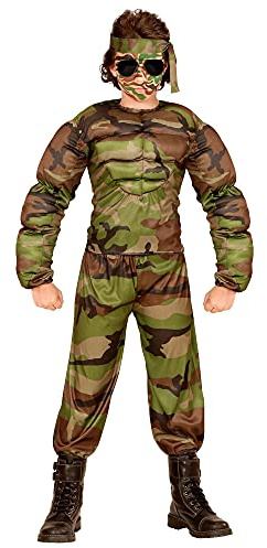 Widmann - Barndräkt muskulös soldat, muskeltröja, byxor och pannband