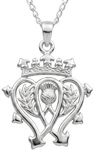 Alexander Castle Collana scozzese Luckenbooth e cardo in argento Sterling 925, 20 mm x 20 mm, con catena in argento da 45,7 cm e scatola regalo per gioielli, regalo scozzese per donne