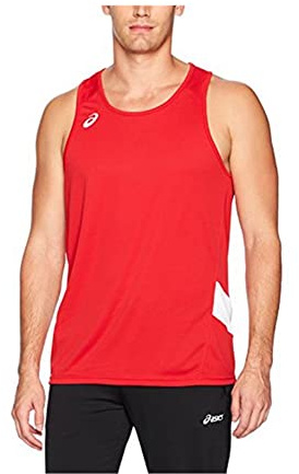 ASICS Men's Team Sweep Singlet, Red/White, XX-Large