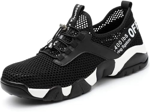 Scarpe da Lavoro da Uomo e da Donna con Punta in Acciaio Scarpe Antinfortunistiche Suola Intermedia in Kevlar Traspiranti, nero1, 46 EU