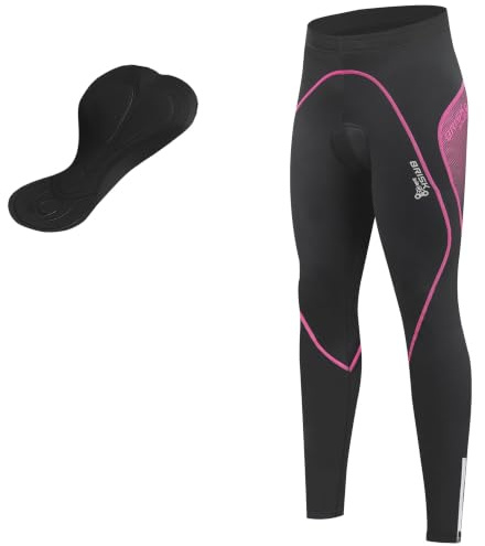 Brisk Bike Radhose, gepolsterte Winter-Thermohose für Damen, Fahrradhose, Leggings, Radlerhose, Damen (DE/NL/SE/PL, Alphanumerisch, S, Regular, Regular, Schwarz/Rosa)