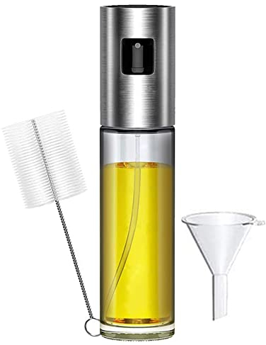 Spruzzatore Olio,Nebulizzatore Olio per Friggitrice ad Aria,Bottiglia Spruzzino per Olio Vetro Cucina Acciaio Inossidabile,Spray Olive Oil, Bottiglia di Aceto,BBQ,Cucinare,Forno,Grigliare,Insalata