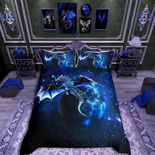 Homemissing Set di biancheria da letto con copripiumino e biancheria da letto per bambini, motivo: galassia, drago, cielo stellato, cielo stellato, animali della giungla, per ragazzi e ragazzi, colore