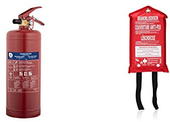 Extincteur Poudre Smartwares - 3 kg - pour Feux ABC & Couverture Anti-feu Smartwares 10.014.60-1 m x 1 m - pour départs d'incendies