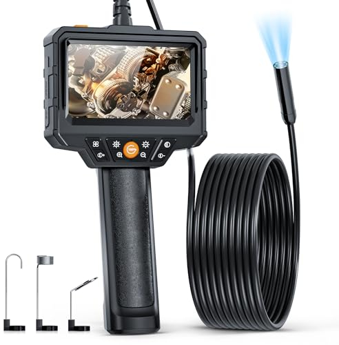 Industrie Endoskop, SGAINUL Endoskopkamera 4,3 Zoll LCD Bildschirm Digitale Inspektionskamera Wasserdicht Schlangenkamera Video Boroskop Kamera mit 6 LED Leuchten, Halbsteifem Kabel-5M
