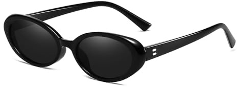 LJCZKA Retro Gafas de Sol Ovaladas para Mujer Hombre años 90 Pequeñas Ovaladas Vintage Gafas de Sol Protección UV400