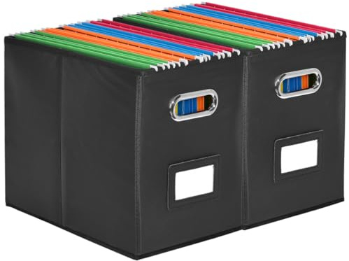 Umtiti 2PCS A4-Size File Organizer Box, Durable Hanging Lidless File Box for Office/Decor/Home, Black, XS (Folders Not Included)