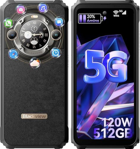 Blackview 2025 BL9000 Movil Irrompible 5G, Dimensity 8020 24GB+512GB Teléfono Todoterreno, Dual 50MP 6.78'' FHD+ 120Hz Batería 8800mAh 120W Smartphone Irrompible con Dual 5G/NFC/IP68IP69K