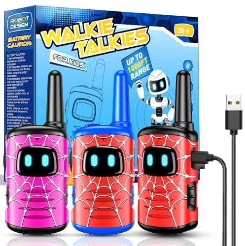 Toyokid Juguetes Niños 3 4 5 6 7 8 Años, 3 Piezas Walkie Talkie Niños Regalo Niño 3-10 Años Walkie Talkie Niños Niñas Recargable Regalos Cumpleaños Niños Colegio Juguetes Exterior