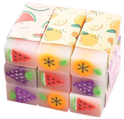 9-delad fruktsuddgummi, kreativ design suddgummi, roliga pennsuddgummi, skolmaterial för barn, söta brevpapper.