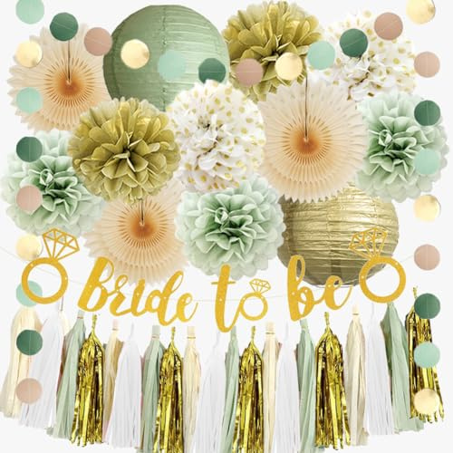 Decorazioni per addio al nubilato verde salvia decorazioni per addio al nubilato verde salvia e oro decorazioni per feste di addio al nubilato beige kit lanterne con pompon di carta beige con