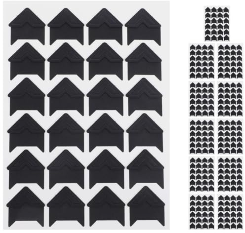 CORHAD Pegatinas para Esquinas de Fotografías Autoadhesivas, 24 Unidades Negras para Álbum de Recortes, Scrapbooking y Manualidades, Protector de Esquinas para Fotos, Rincones de Montaje