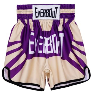Oyolan Short de Boxe Enfant Garçon Short Muay Thai MMA Kick Boxing Violet 9-10 Ans