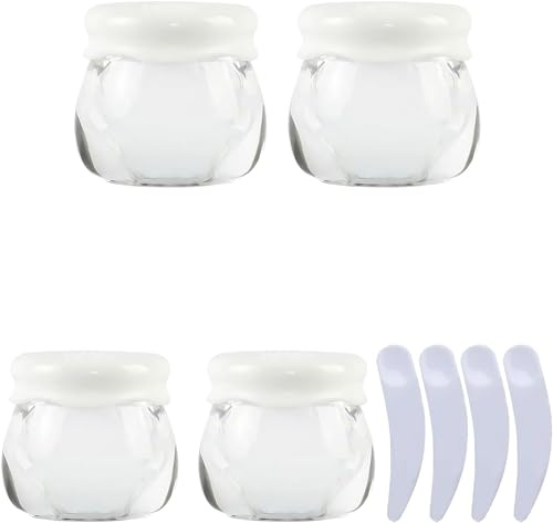Kosmetikburkar, Paket med 4, Tom Rosa 10 ml CreamTravel-flaska + X spatel(Clear)