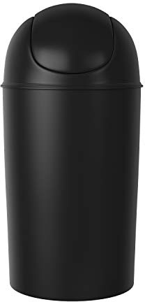 Umbra Grand Swing Top Garbage Large Capacity 10 Gallon Kitchen Trash Can with Lid, Indoor/Outdoor Use, Black