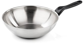 Barazzoni Inoxidabili Saltapasta Wok, ø28 cm, Capacità 3.7 litri, Made in Italy, Acciaio Inox 18/10, Induzione+Gas, Triplo fondo, PFAS free, 28 cm