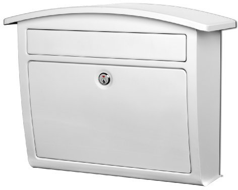 Architectural Mailboxes Dal Rae™ Locking, Wall-Mounted Mailbox for Outside, Metal Galvanized Steel Medium Mail Box with Lock and Key Drop Box, White