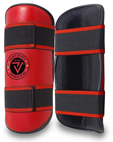 Red shin pads semi contact kick boxing shin protector shin guards MMA Kids kickboxing shin pads, Adult Martial Arts shin