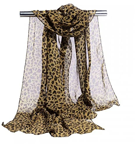 Schal Damen Lange Leopardenmuster Chiffon Schal Stilvoller Sommerschal für Frauen 200x150cm