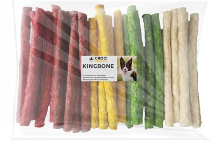 Croci King Bone - Bastoncino Snack premio masticativo per cani in Pelle Bovina, dental stick per la pulizia dei denti, 13 cm - 50 pz