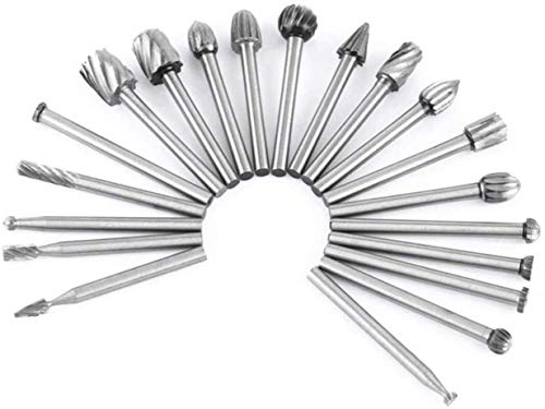 Fresa Rotante, APLUS 20Pcs HSS Set di Punte Burr da Trapano per Intaglio del Legno, Gambo 3 mm, Set Frese per Fresatura Manuale Utensili Rotanti, Fai Da Te