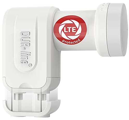 DUR-line +Ultra Twin LNB - 2 Teilnehmer weiß - mit LTE-Filter [ Test SEHR GUT *] 2-Fach, digital mit Wetterschutz, Full HD, 4K,Premium-Qualität