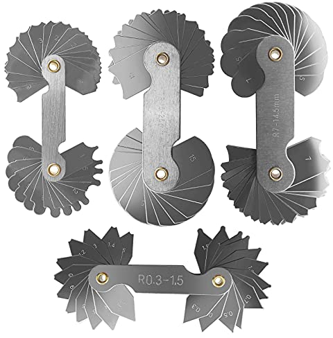 eMagTech Paquete de 4 medidores de filete de radio R0.3-1.5/R1-6.5/R7-14.5/R15-25 para herramientas y troqueladoras